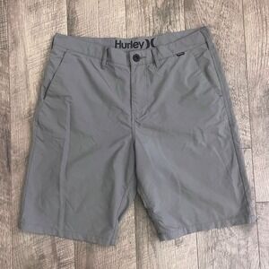 Hurley Mens Nike Dri-FIT Walk Shorts Grey Size 32 Hybrid Flat Front Casual